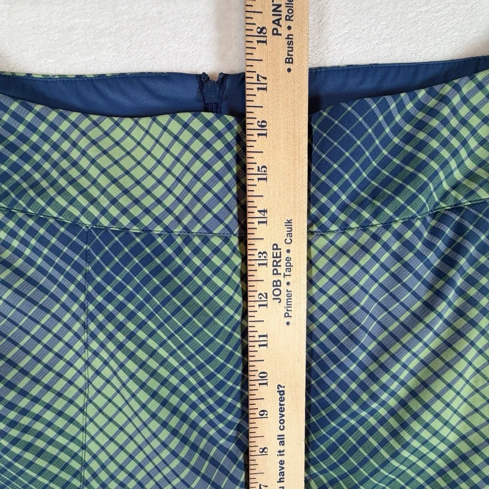 Nike Golf Skort Womens Sz 8 Green Blue Plaid‎ Dri-Fit Stretchy 2 in 1